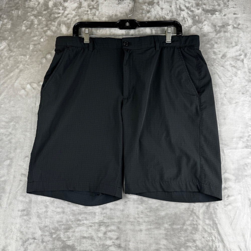 Greg Norman Golf Shorts Mens 36 Black Performance Stretch Shark Logo (1550)